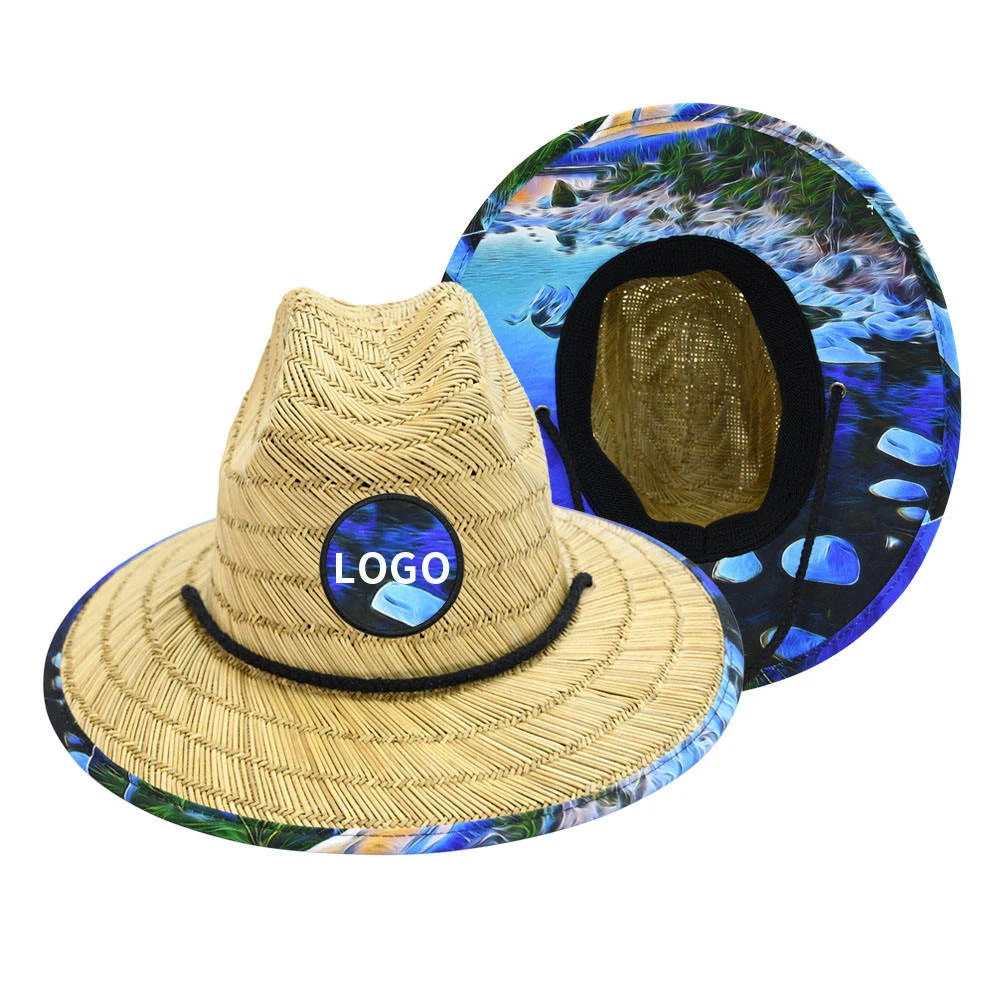 Straw Hat with Custom Embroidery Patch 1