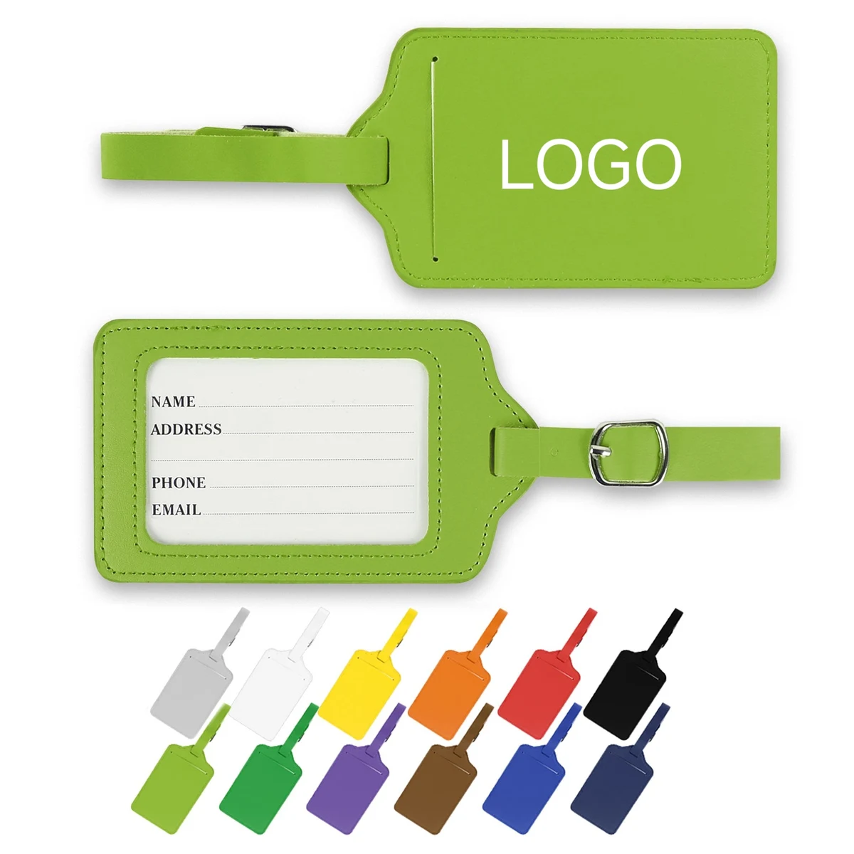 PU Leather Luggage Tag W/ Buckle Strap 1