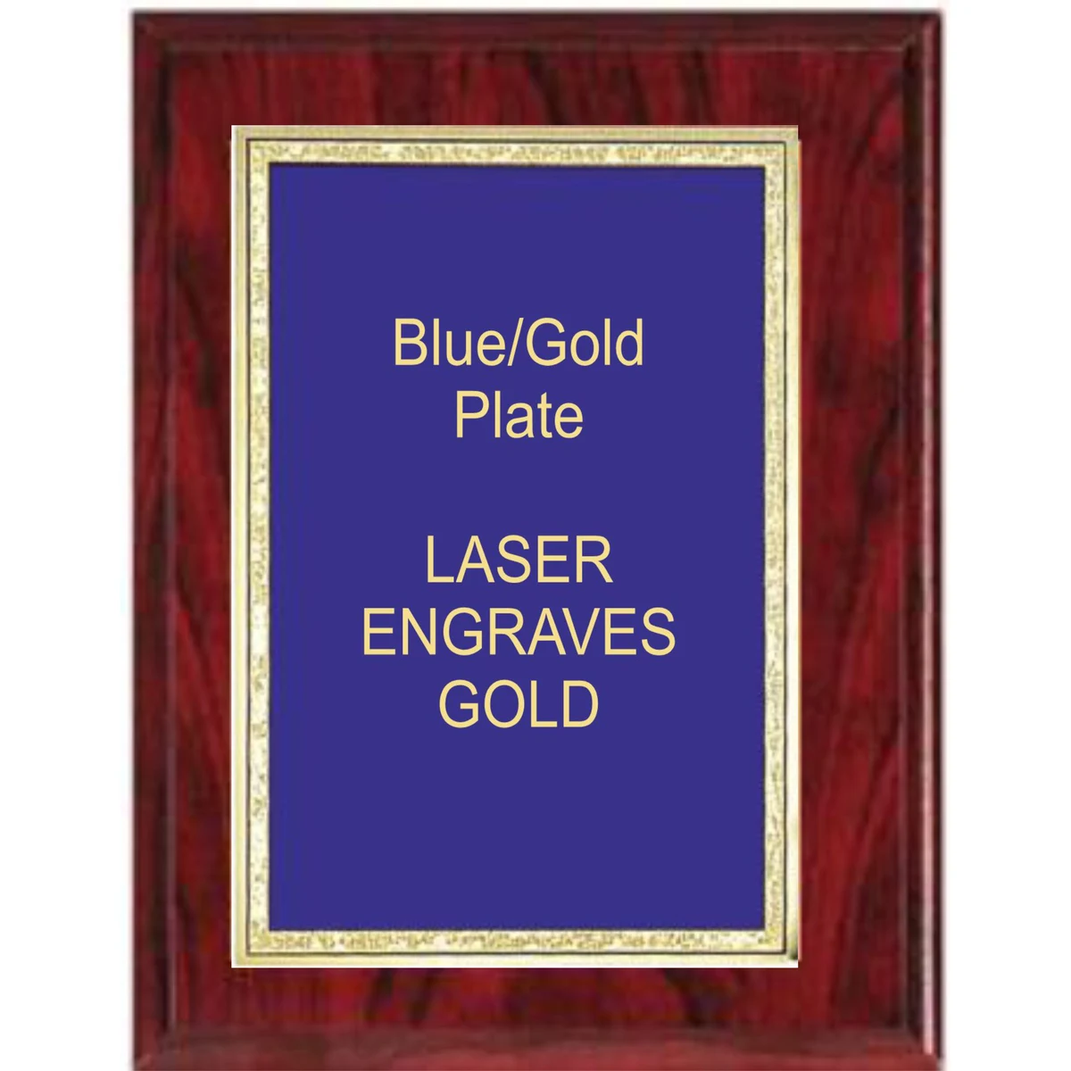 5" x 7" Red Woodgrain Plaque with a Blue Florentine Plate 1