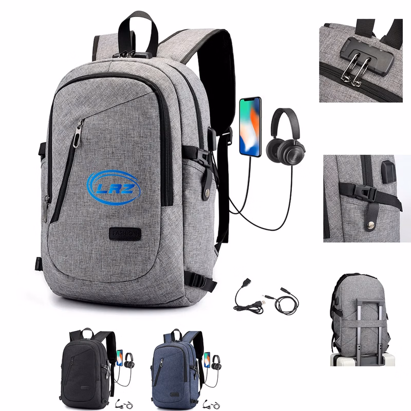 15.6" Anti-Theft Business Backpack w/USB Charging Port/Lock