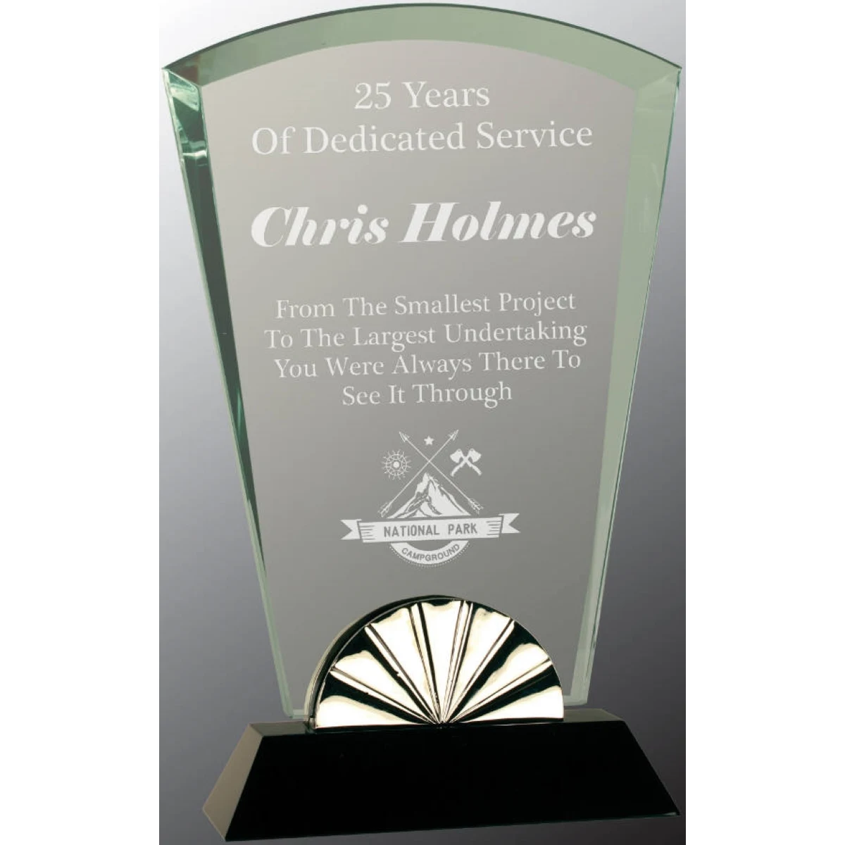9 3/4" Fan Horizon Glass Award with Black Base 1