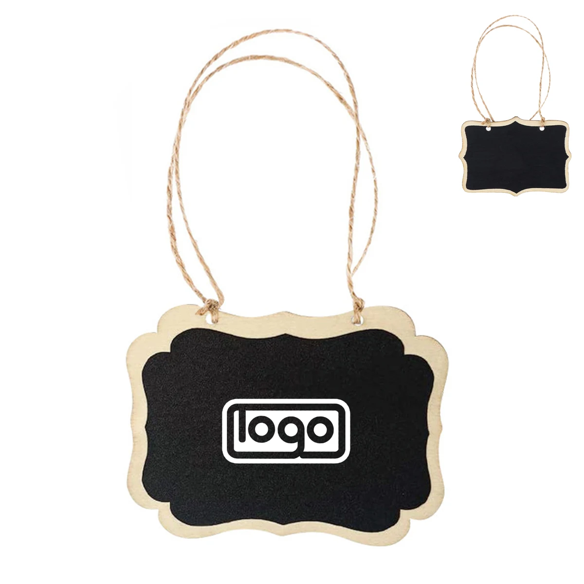 Mini Wooden Chalkboard Hanging Tag w/ String 1