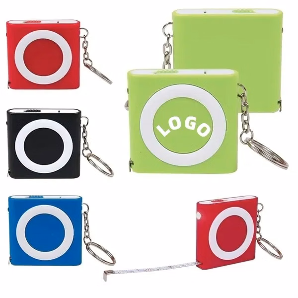 Custom LED Tape Measure Keychain with Light — 39 Inch ABS Plastic Tool Key Ring