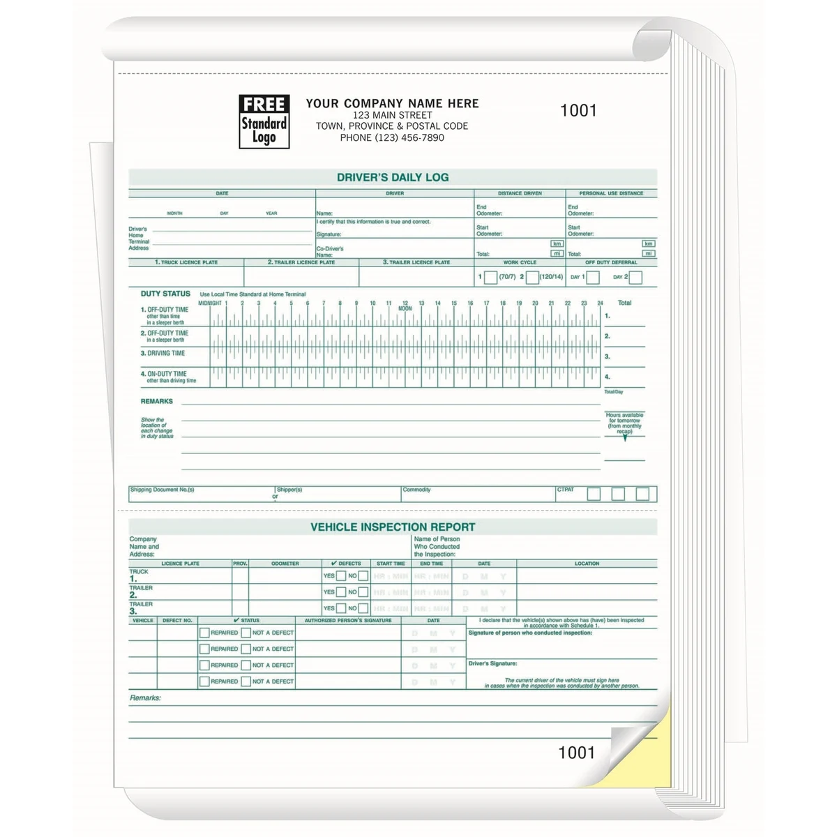Daily Log / Vehicle Inspection Books - Truck Drivers 1