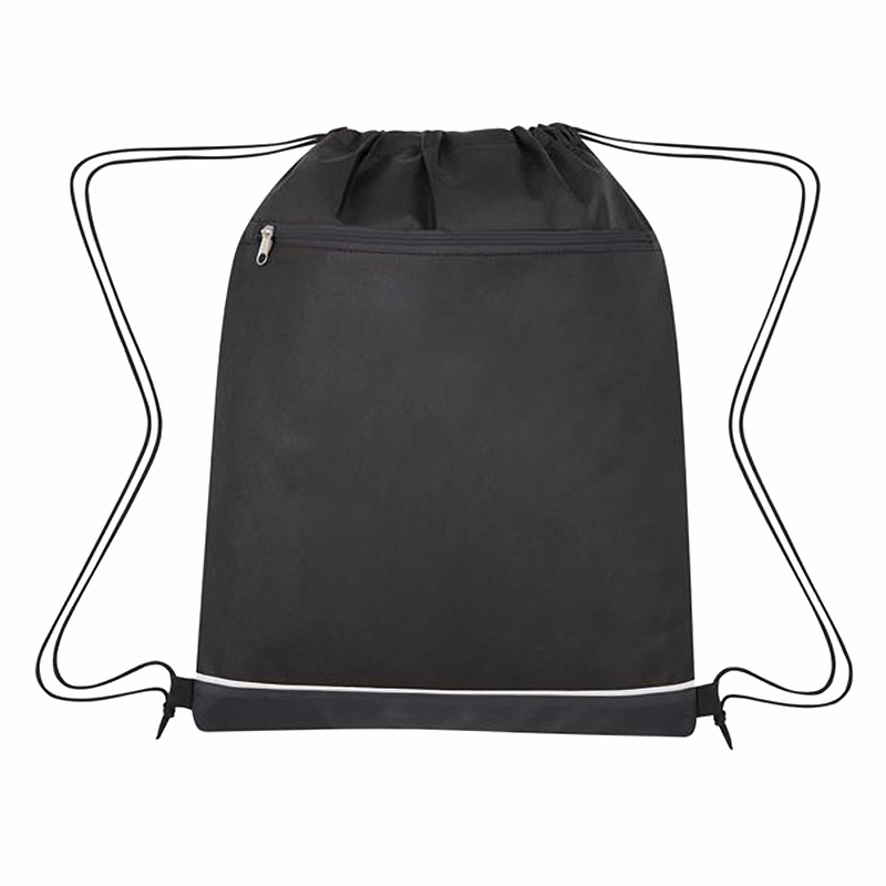 Drawstring Backpack with Zipper Pocket 210D Polyester