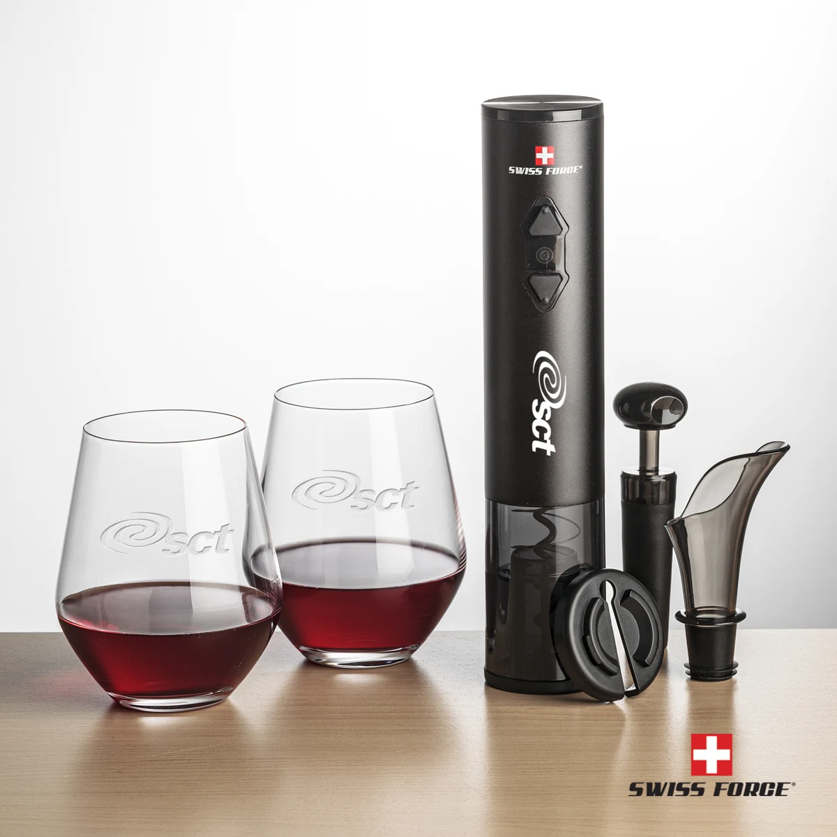 Swiss Force® Opener Set & Reina Stemless Wine 1