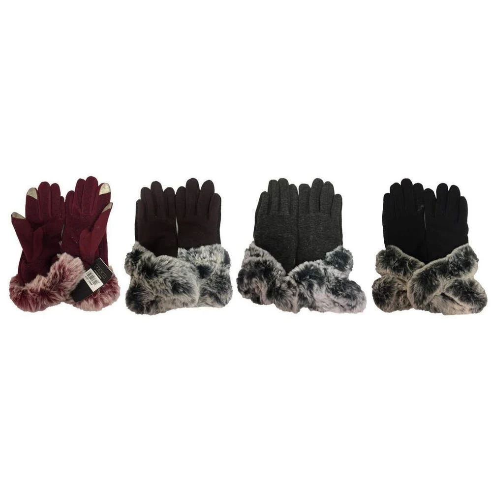 Faux Fur Touch Gloves - Assorted 1