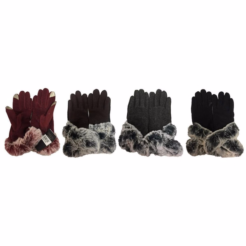 Faux Fur Touch Gloves - Assorted