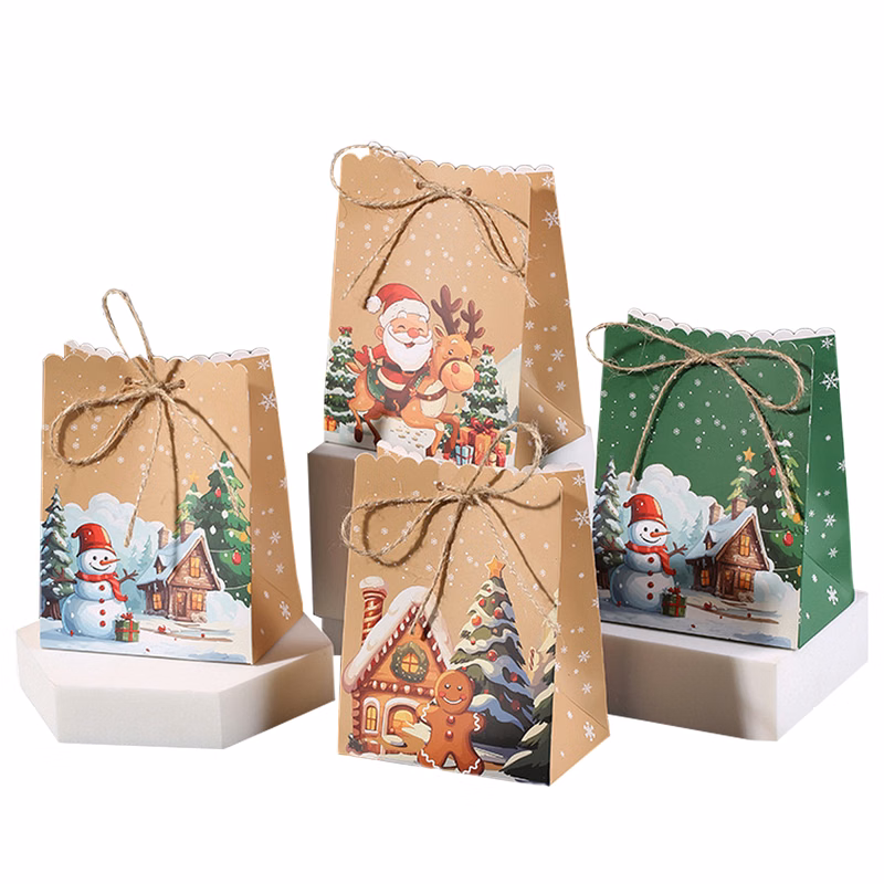 Recyclable Christmas Kraft Gift Bags