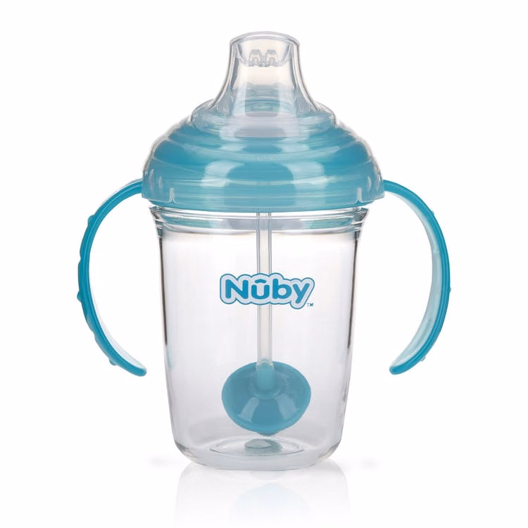 Nuby 2-Handle 360 Grip N' Sip Cups - Aqua 8 oz