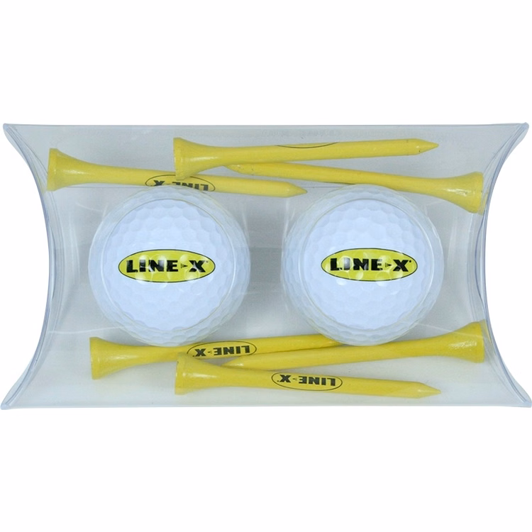2 Ball Pillow Pack w/2 White Golf Balls & Six 2 3/4" Golf Tees