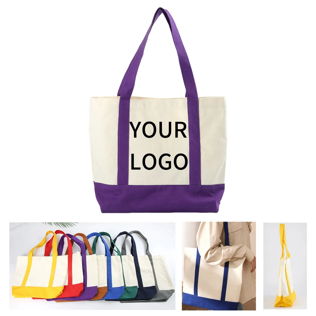 Canvas Tote with Pocket, custom tote bag with logo imprint 1