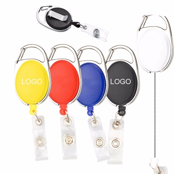 RETRACTABLE BADGE HOLDER WITH CARABINER CLIP