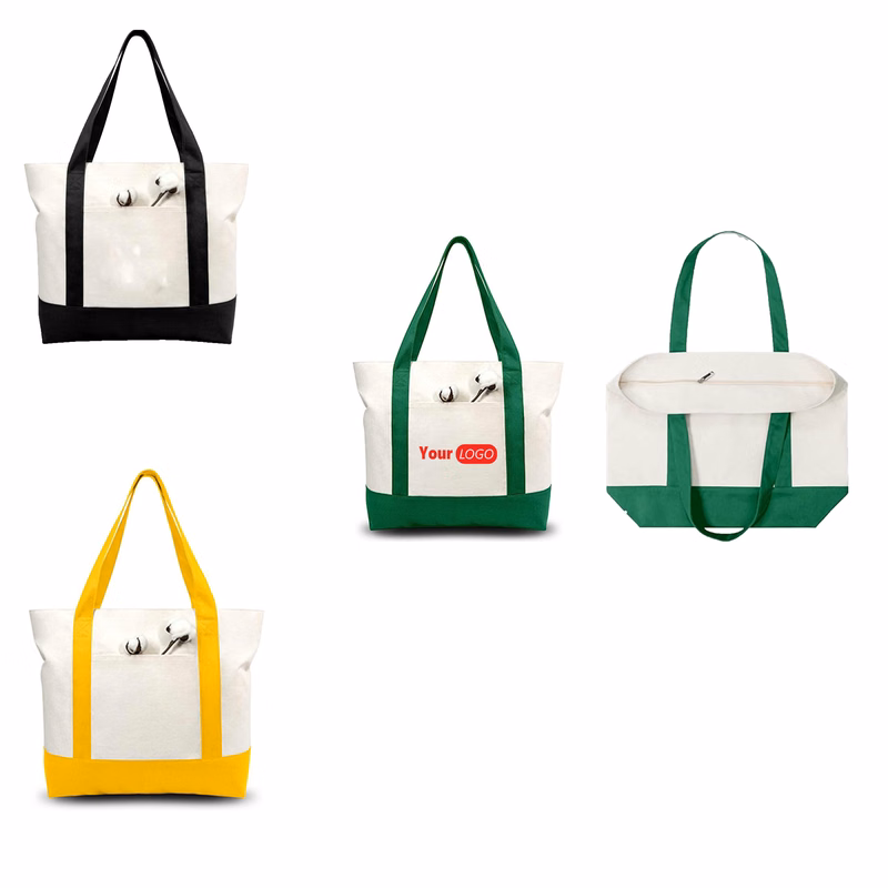 Cotton Tote Bag With Zipper