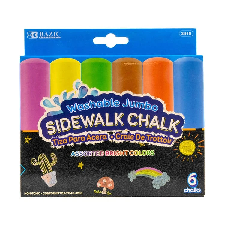 Jumbo Sidewalk Chalk - 6 Colors Washable 1