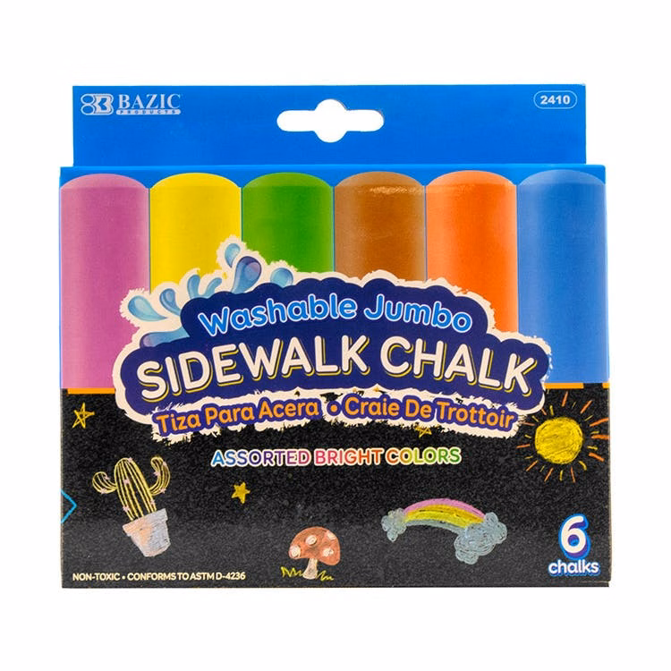 Jumbo Sidewalk Chalk - 6 Colors Washable