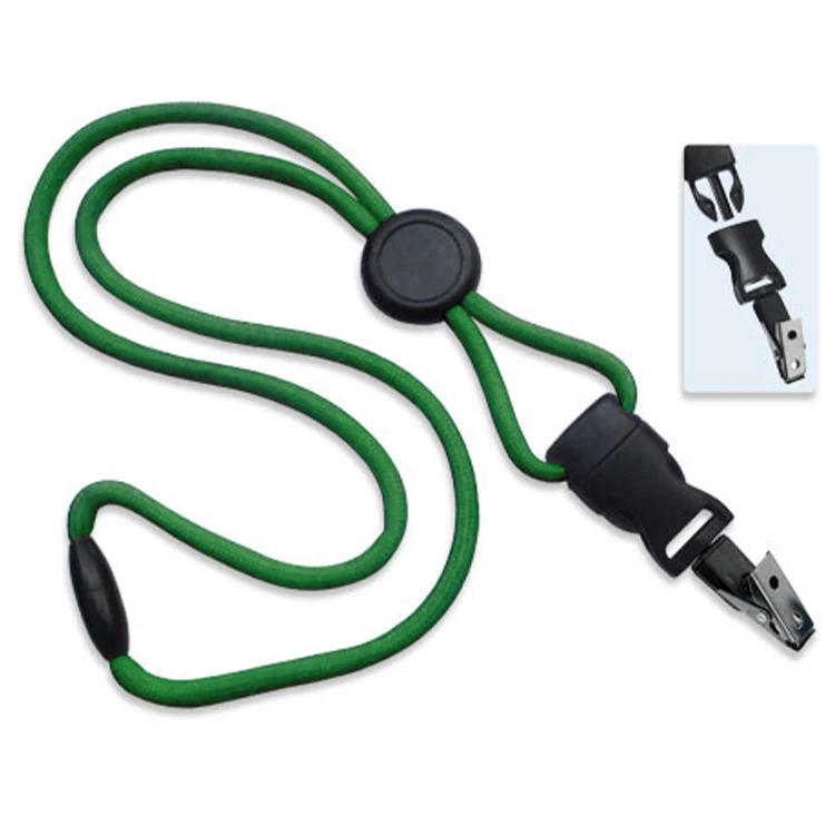 1/4" Lanyard w/ Round Slider and detach Bulldog Clip 1