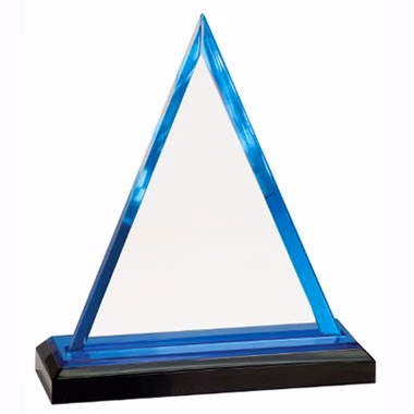 7" BLUE TRIANGLE IMPRESS ACRYLIC TROPHY
