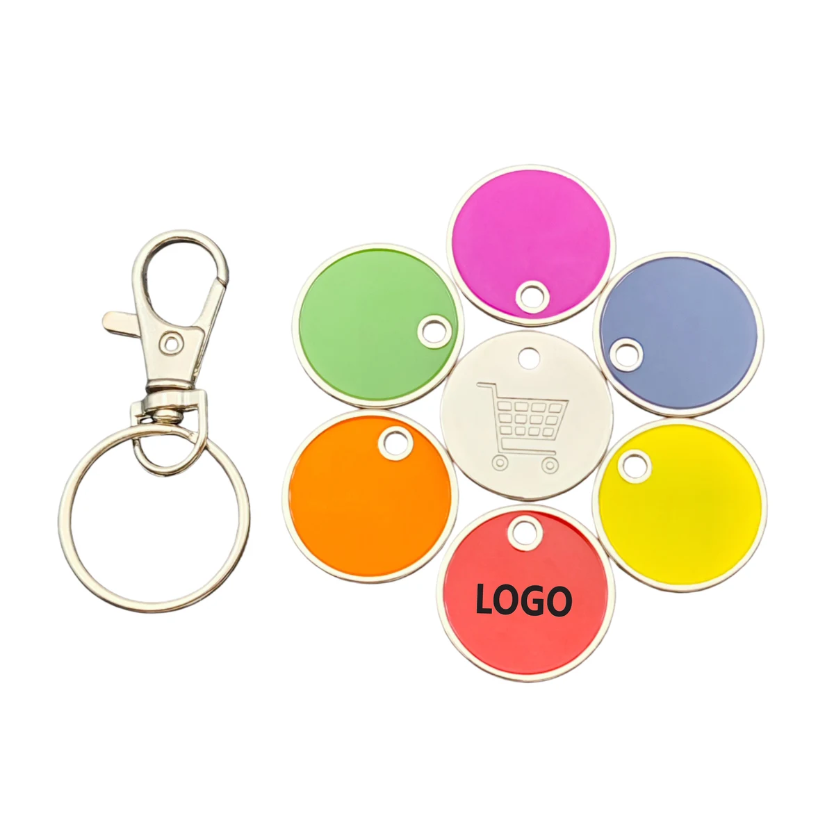 Metal Trolley Coin Keychain with Snap Hook 1
