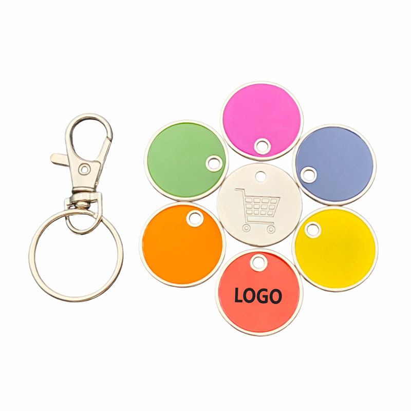 Metal Trolley Coin Keychain with Snap Hook
