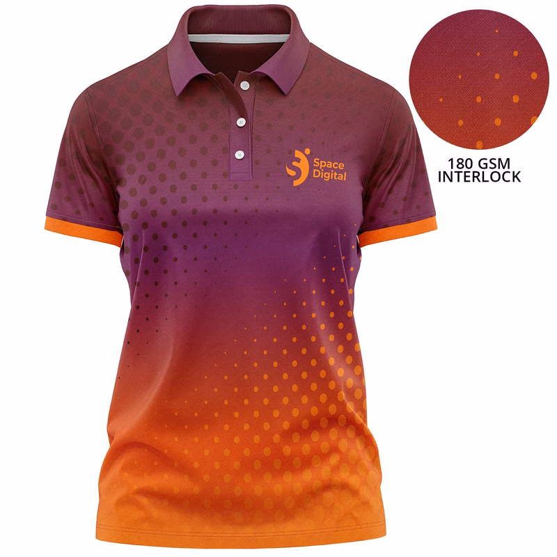 Women's 180 GSM Poly Interlock Sublimation Polo Shirts
