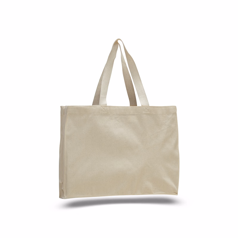 Heavy 12 oz. Cotton Canvas Gusset Tote Bag - Natural