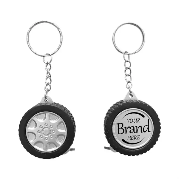 Custom ABS Tire-Shape Retractable Tape Measure Keychain — Auto Industry Promo 1