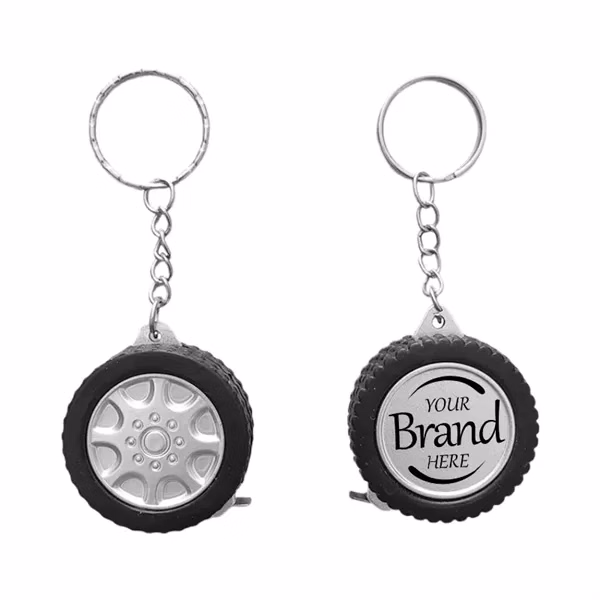 Custom ABS Tire-Shape Retractable Tape Measure Keychain — Auto Industry Promo
