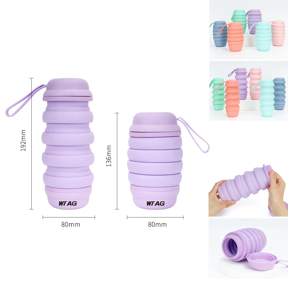 Silicone Folding Water Bottle with Handle - 18.5 Oz. 1
