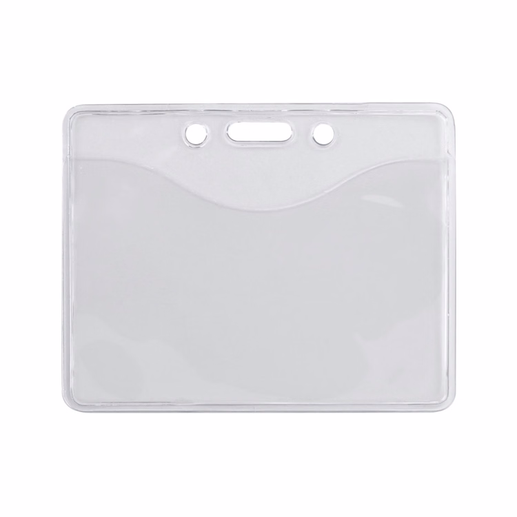 3.83" W x 3.06" H - Horizontal Clear Vinyl Badge Holder (Blank)