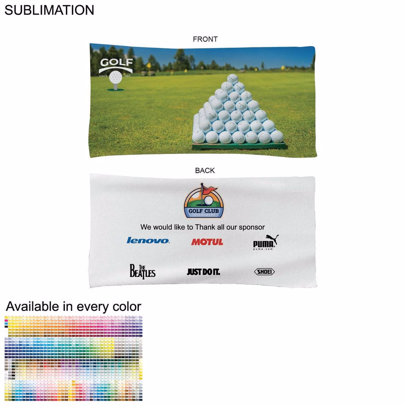 Golf Caddie Tournament Towel in Microfiber Dri-Lite Terry, 22"x44", Sublimated Edge to Edge 2 sides