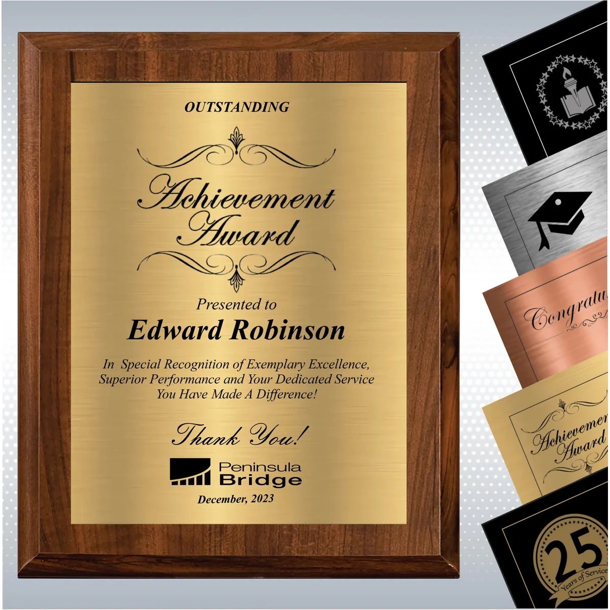 Cherry Finish Excellence Plaque , Employee Recognition Gift 1