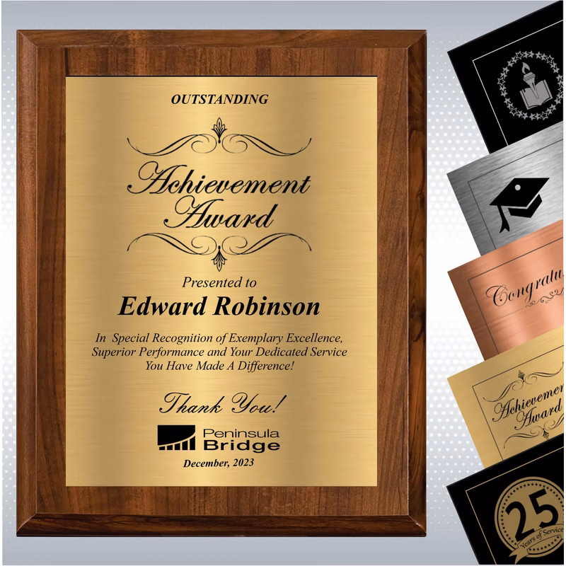 Cherry Finish Excellence Plaque , Employee Recognition Gift