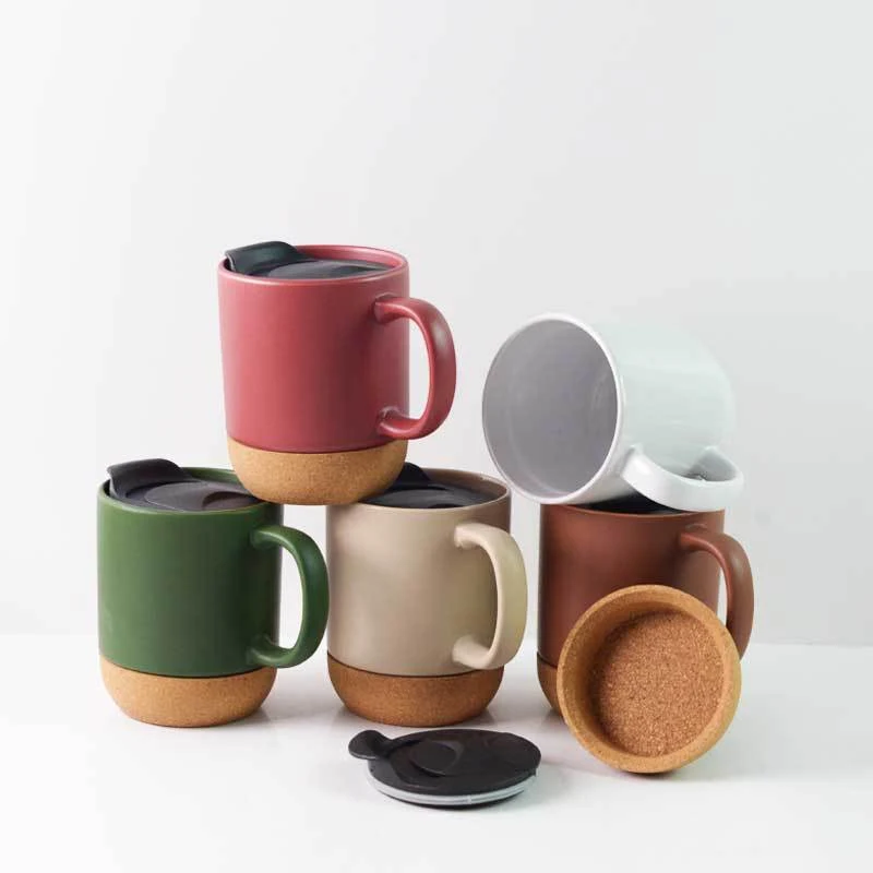 12 oz Cork Base Splash-Proof Ceramic Coffee Mug 1