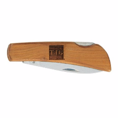 SINGLE STAINLESS BLADE W/ WOODEN GRIP