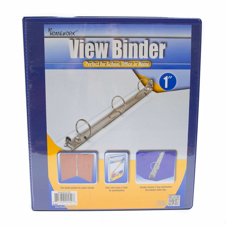 1" 3-Ring Binders - Blue View Cover 2 Pocket