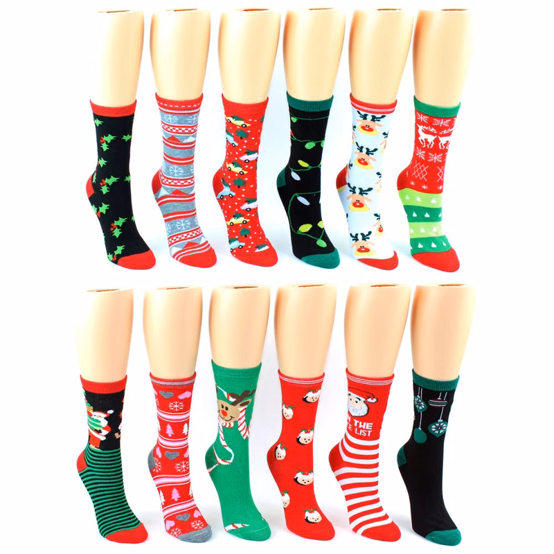 Women's Crew Socks - Christmas Design Size 9-11