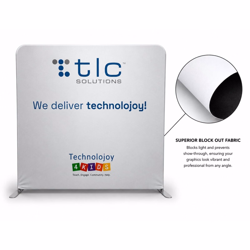 48Hr Quick Ship - 8'W x 8'H EuroFit Tension Fabric Straight Wall Kit, Double Sided Graphics