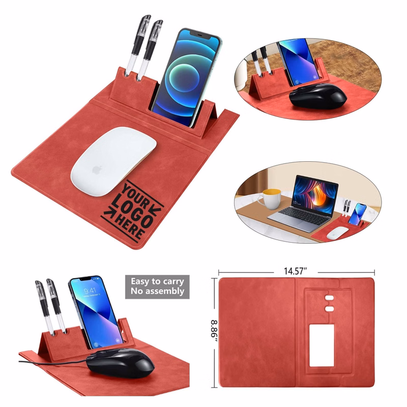 Multifunctional 3 in 1 Mouse Pad,Leather Mouse Pad