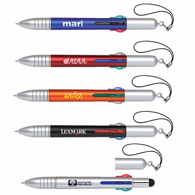 PLASTIC 5-IN-1 STYLUS BALL POINT PEN