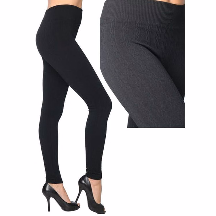 Women's Seamless Leggings - Black Cable Queen