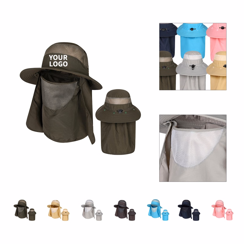 Wide Brim Sun Protection Fishing Hat With Neck Flap