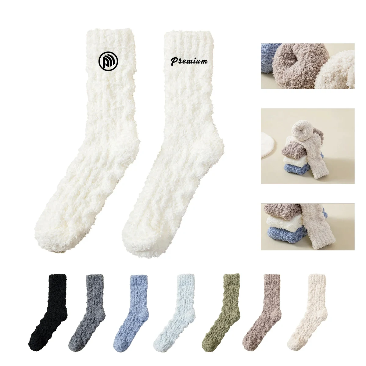 Soft Cozy Fluffy Socks Embroidered 1