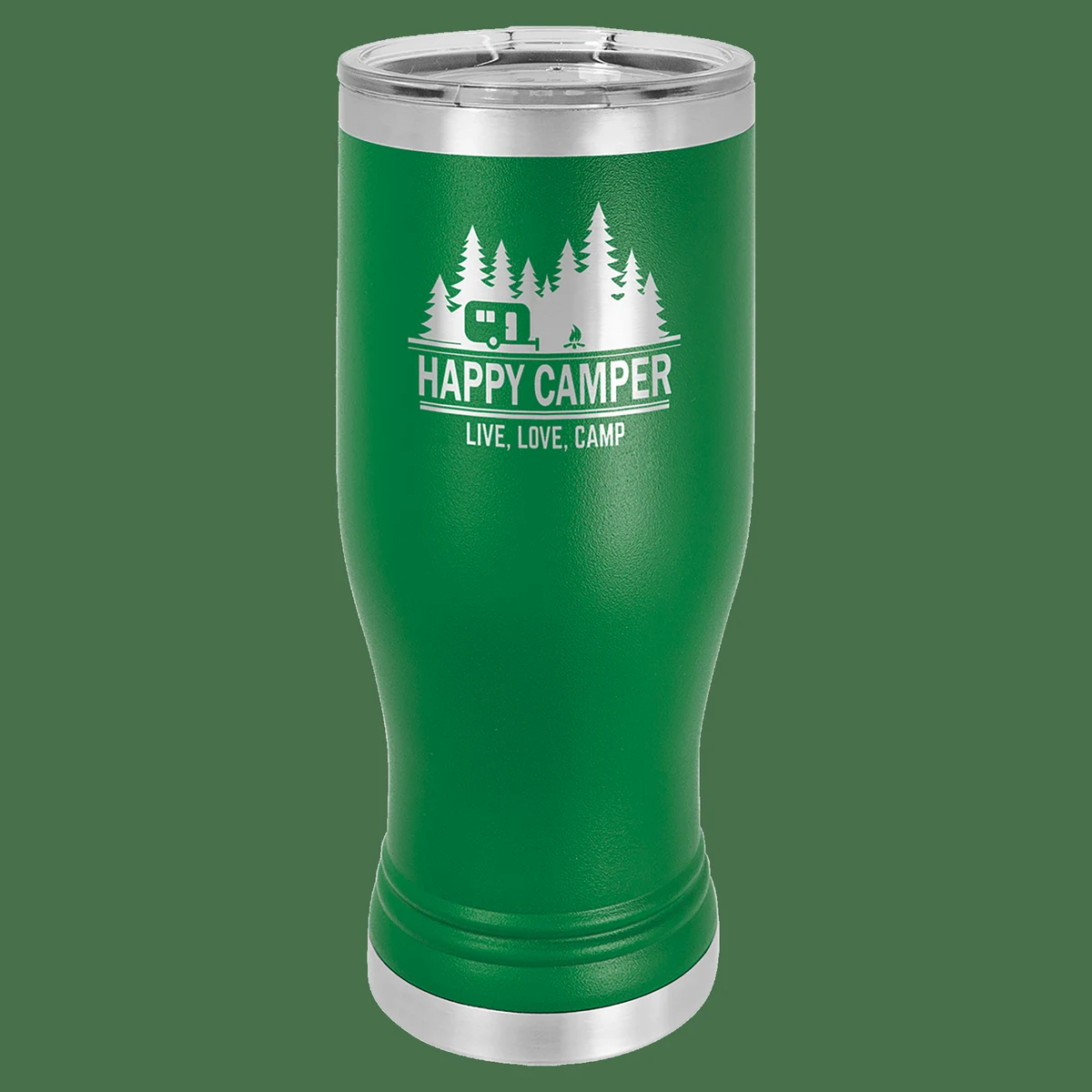 20 oz. Green Laser Engraved Polar Camel Pilsner Tumbler w/Clear Lid 1