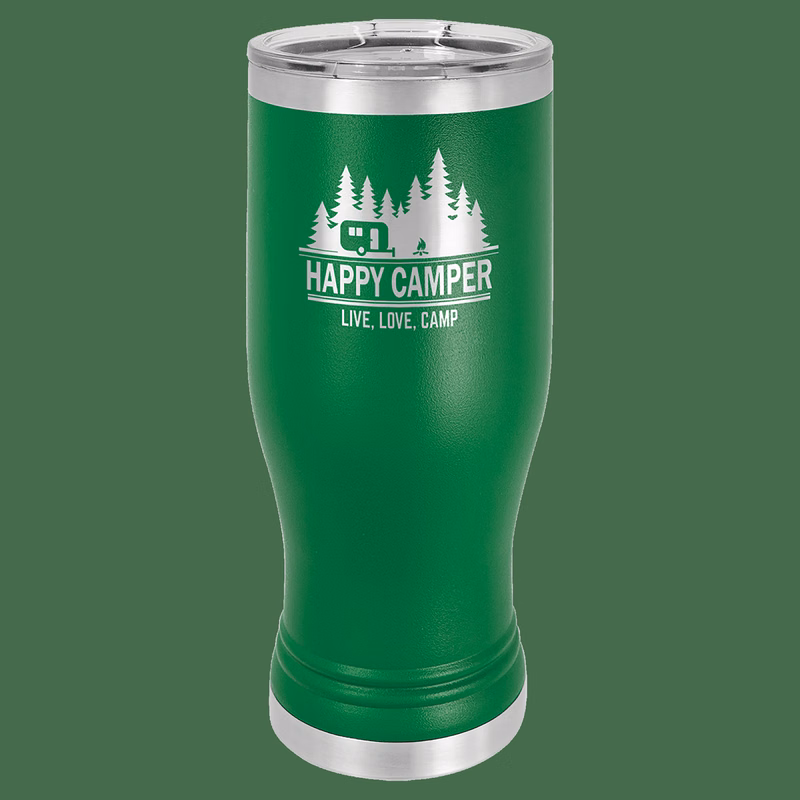 20 oz. Green Laser Engraved Polar Camel Pilsner Tumbler w/Clear Lid