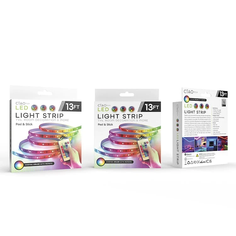 Adhesive LED Light Strips - Remote Control 13' 1