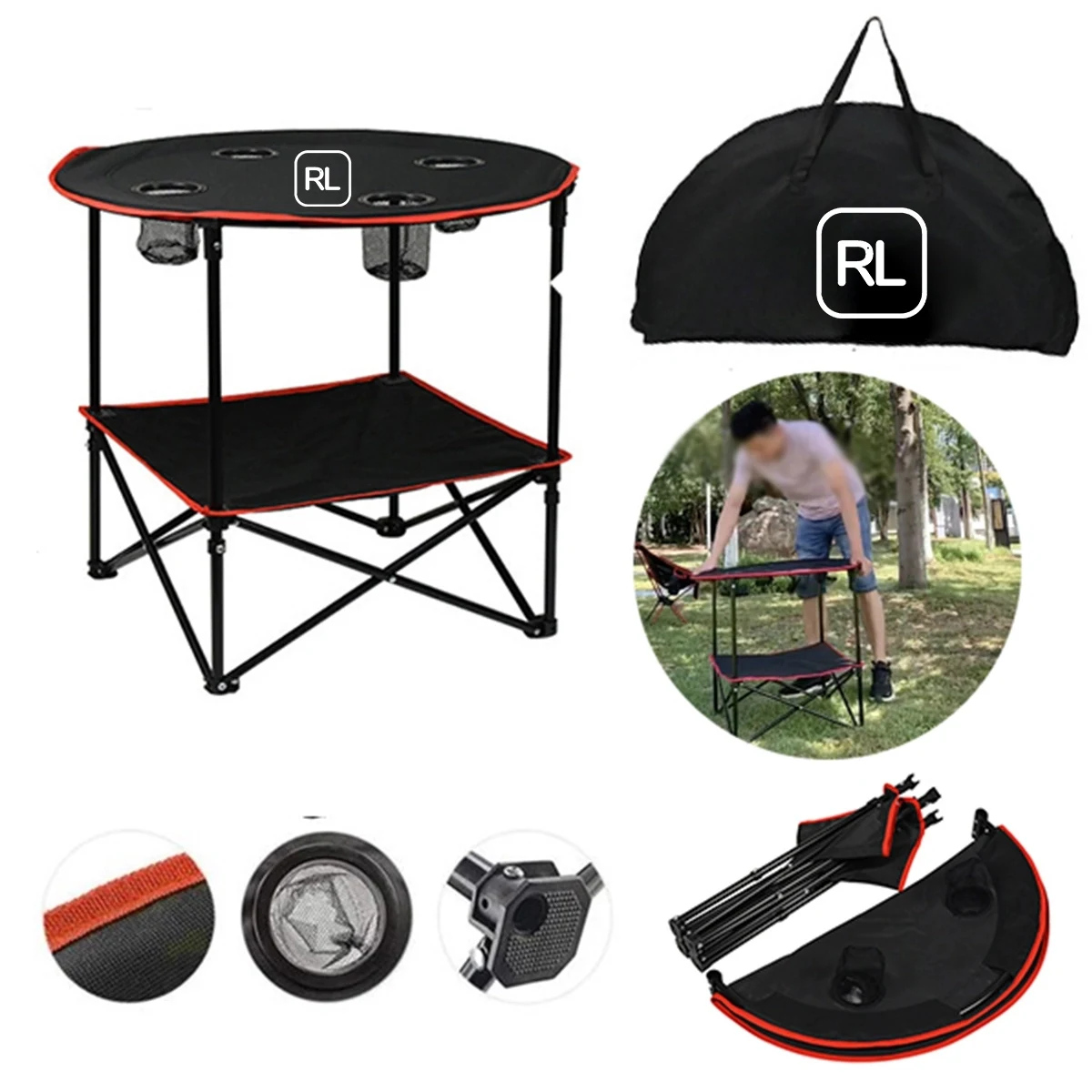 Portable Camping Table With 4 Cup Holders 1