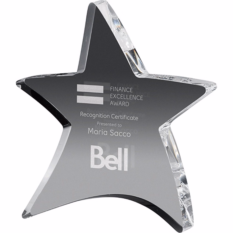 Clear Moving Star Paperweight (4 1/2"x 5"x 3/4") Laser engraved