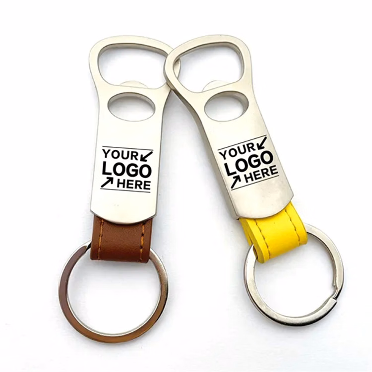 Creative Zinc Alloy Leather Bottle Opener With Key Chain