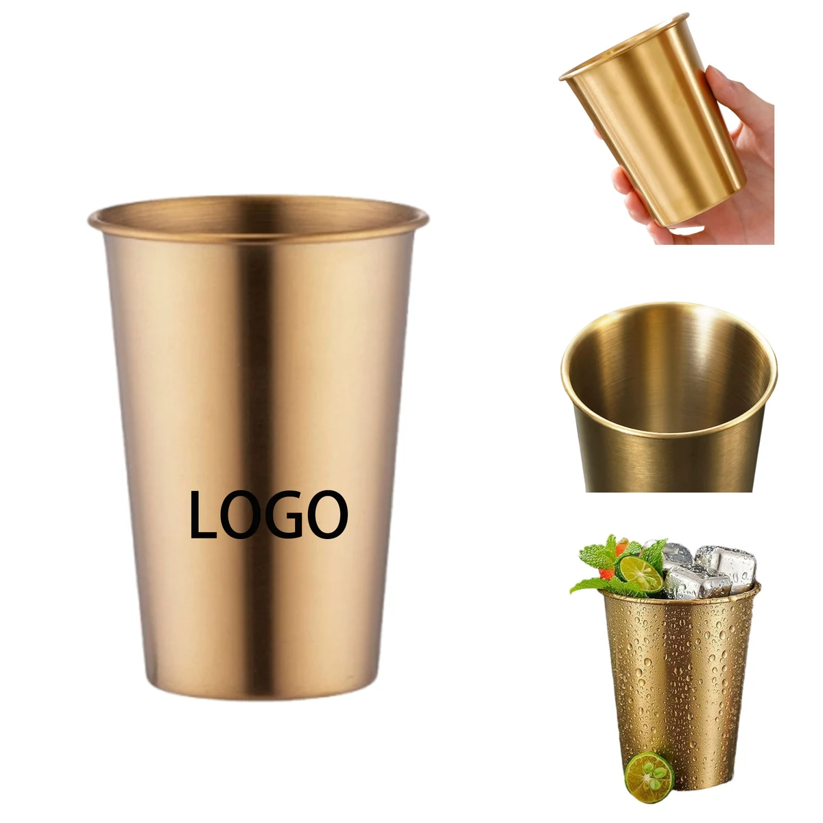 9 Oz Gold Stainless Steel Drink Cup 1